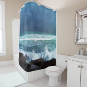 Rideaux De Douche Vagues océaniques à Hawaii - Aqua Turquoise Blue N (En situation)