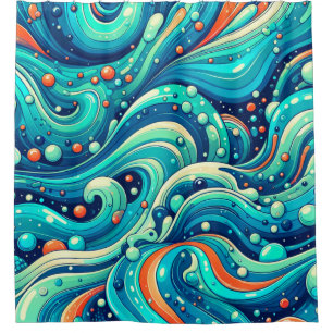Rideaux De Douche "Vagues océaniques psychédéliques"