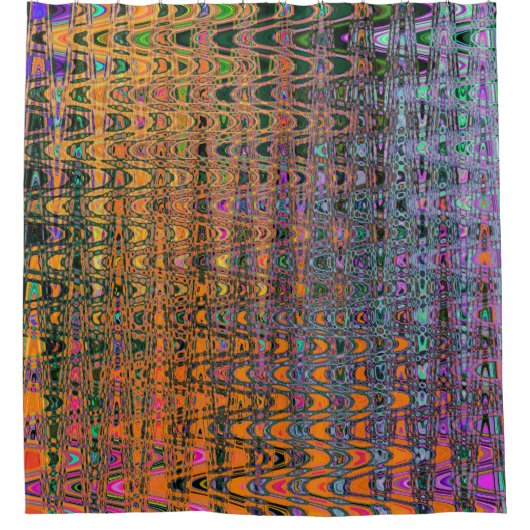 Rideaux De Douche Vagues Orange Abstrait et Aqua Retro Boomerang (Devant)