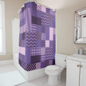 Rideaux De Douche Vagues Points Gris : Moderne Sans Fil. (En situation)
