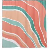 Rideaux De Douche Vagues rétro - Orange et vert (Devant)