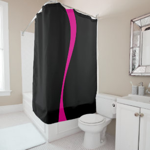 Rideaux De Douche Vagues simples 2 en Magenta et noir