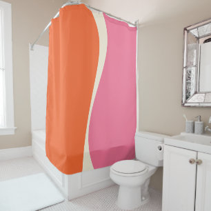 Rideaux De Douche Vagues simples 2 en rose, orange et crème