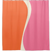 Rideaux De Douche Vagues simples 2 en rose, orange et crème (Devant)