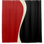 Rideaux De Douche Vagues simples 2 en rouge et crème (Devant)