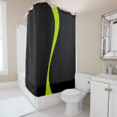 Rideaux De Douche Vagues simples 2 en vert citron et noir (En situation)