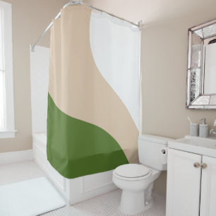 Rideaux De Douche Vagues simples - Blanc, Sable et Palm Vert