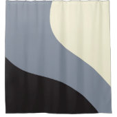 Rideaux De Douche Vagues simples - Noir, Gris et Crème (Devant)