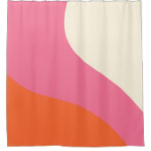 Rideaux De Douche Vagues simples - rose, orange et crème (Devant)