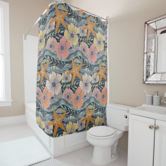 Rideaux De Douche vagues tropicales marine (En situation)