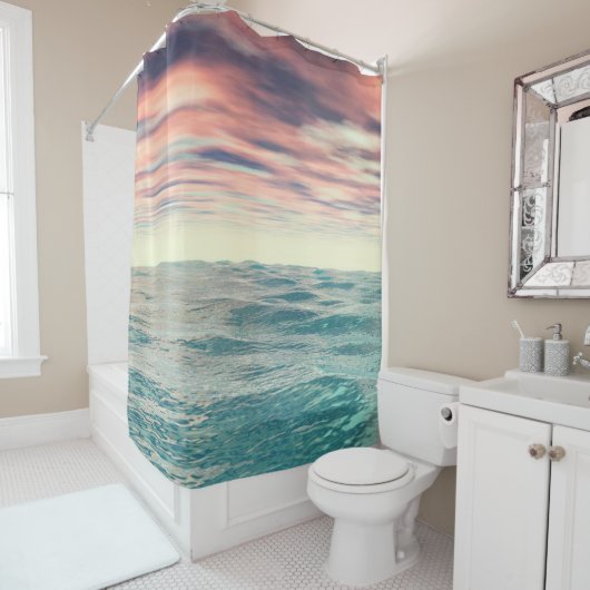 Rideaux De Douche Vagues turquoise (En situation)