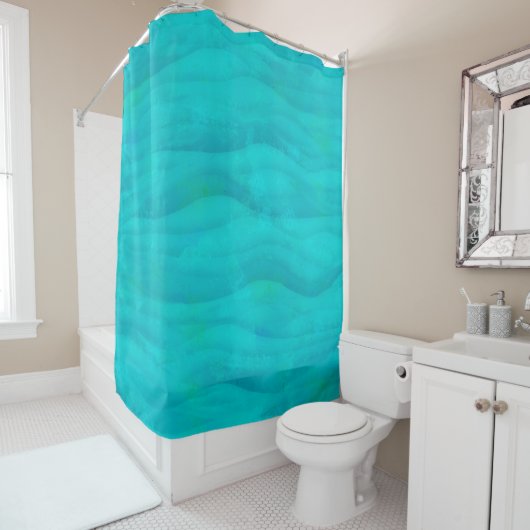 Rideaux De Douche Vagues turquoise (En situation)