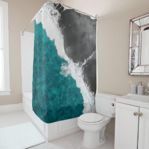 Rideaux De Douche Vagues turquoises Artsy modernes de plage d'océan
