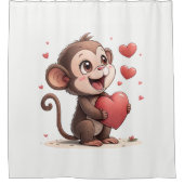 Rideaux De Douche Valentine's Day Shower Curtain, Monkey Red Heart (Devant)