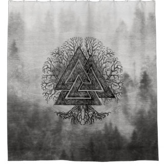 Rideaux De Douche Valknut et arbre de la vie Yggdrasil
