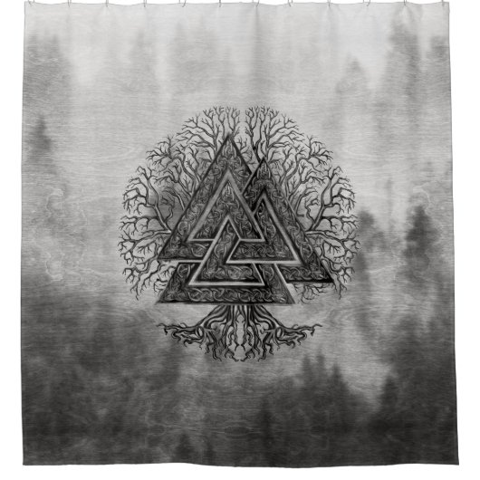 Rideaux De Douche Valknut et arbre de la vie Yggdrasil (Devant)