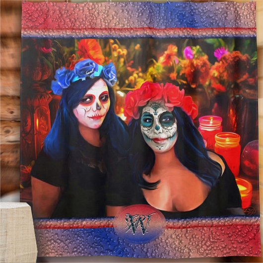 Rideaux De Douche Vallarta Catrinas avec fleurs et bougies 1718