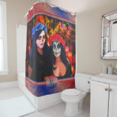 Rideaux De Douche Vallarta Catrinas avec fleurs et bougies 1718 (En situation)