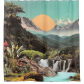 Rideaux De Douche Vallée Tropicale Surréelle Avec Cascades (Devant)