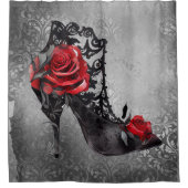 Rideaux De Douche Vampy Vogue Grunge | Stiletto Lace Bootie Roses (Devant)