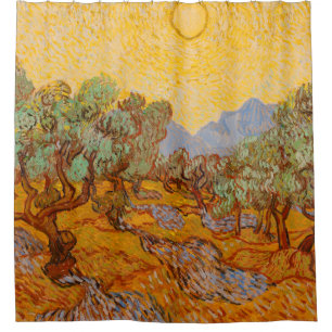 Rideaux De Douche Van Gogh Olive Trees Soleil Jaune Ciel