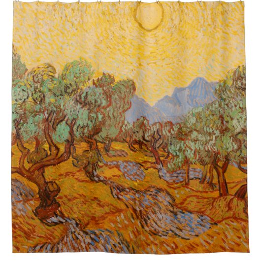 Rideaux De Douche Van Gogh Olive Trees Soleil Jaune Ciel (Devant)
