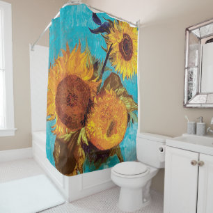 Rideaux De Douche Van Gogh - Trois tournesols dans un vase - Beaux-a