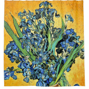 Rideaux De Douche Van Gogh - Vase avec iris Fond jaune