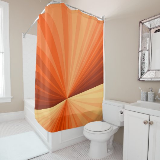 Rideaux De Douche Vanille rouge orange Abstraite moderne Fractale gr (En situation)