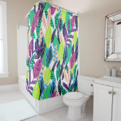 Rideaux De Douche Variété des Feuilles de Funky Pastel (En situation)