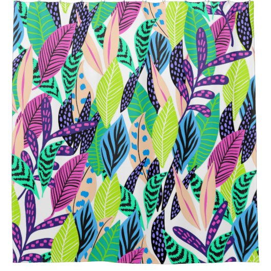 Rideaux De Douche Variété des Feuilles de Funky Pastel (Devant)
