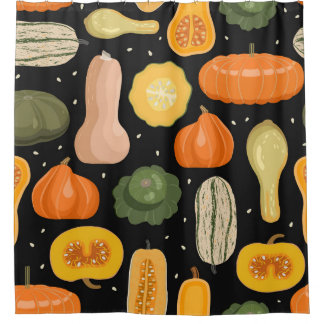 Rideaux De Douche Variétés citrouilles, illustration transparente de