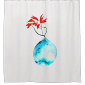 Rideaux De Douche Vase bleu Ikebana aquarelle (Devant)