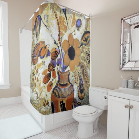 Rideaux De Douche Vase étrusque avec fleurs, Redon (En situation)