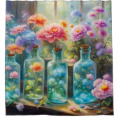 Rideaux De Douche Vases à fleurs remplies de fleurs étonnantes et vi (Devant)