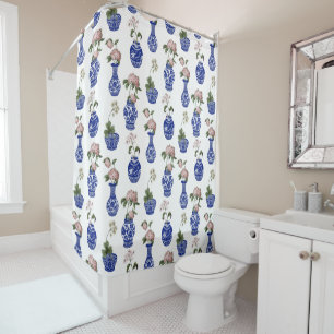 Rideaux De Douche Vases et fleurs bleus chinois