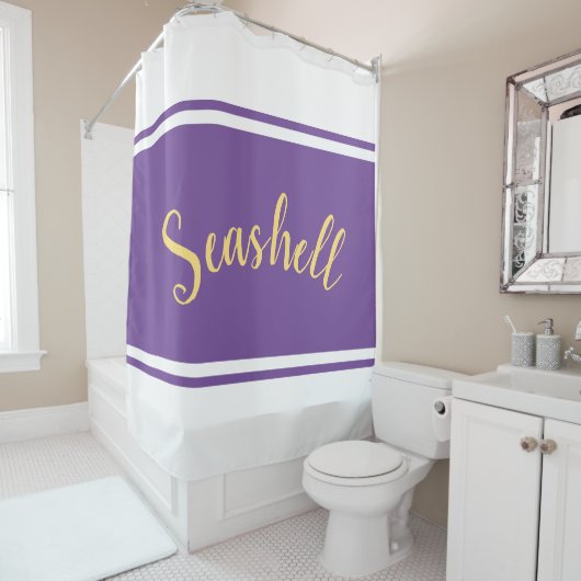 Rideaux De Douche Vaste SEASHELL Plutôt Violet Blancs de course (En situation)