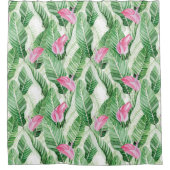 Rideaux De Douche Végétation florale rose tropical (Devant)