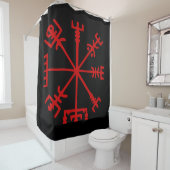 Rideaux De Douche Vegvísir rouge sang (boussole de Viking) (En situation)