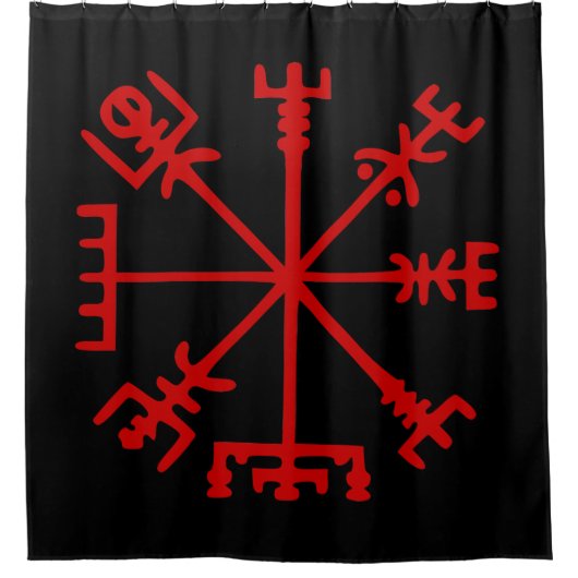 Rideaux De Douche Vegvísir rouge sang (boussole de Viking) (Devant)