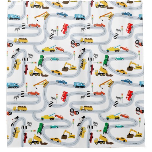 Rideaux De Douche Véhicules de transport Voitures Camions Garçons de (Devant)