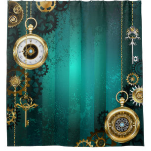 Rideaux De Douche Veille bijoux Steampunk sur un Arrière - plan vert