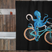 Rideaux De Douche Vélo Amusant À Riding Sous La Mer Octopus Noir