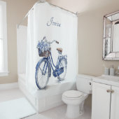 Rideaux De Douche Vélo en Delft Blue personnalisable (En situation)