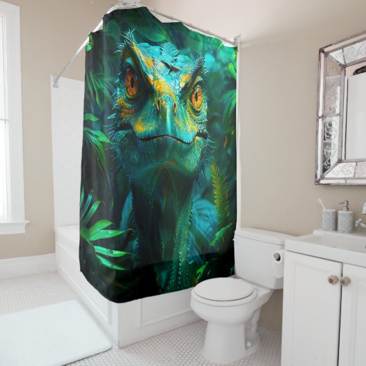 Rideaux De Douche Velociraptor (En situation)