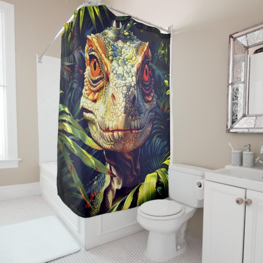 Rideaux De Douche Velociraptor (En situation)