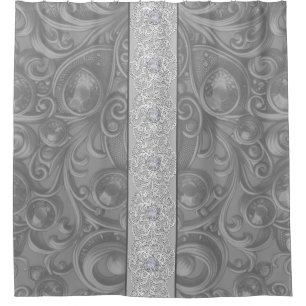 Rideaux De Douche Velours gris, dentelle et diamants