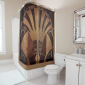 RIDEAUX DE DOUCHE VENTILATEUR ART DÉCO INLAID WOODWORK BROWN (En situation)