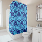 Rideaux De Douche ventilateurs bleu clair et impression de frondes (En situation)