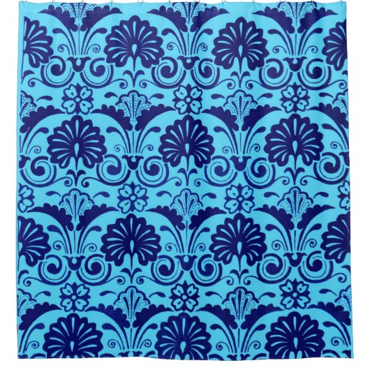Rideaux De Douche ventilateurs bleu clair et impression de frondes (Devant)